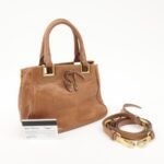 PRADA Logo Leather Ribbon 2Way Bag Hand Bag Brown BN2245 Used - 图片 24