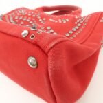 PRADA Canapa Mini Canvas Hand Bag Castilian Red BN2439 - 图片 11