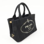 PRADA Canapa Mini Canvas 2Way Bag Hand Bag Shoulder Bag Black 1BG439 Used - 图片 4