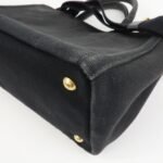 PRADA Triangle Logo Denim Canapa Bijoux 2Way Hand Bag Black B2642B - 图片 14