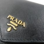 PRADA Saffiano Leather Envelope Flap Long Wallet Black 1M1175 Used - 图片 12