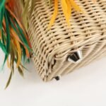 PRADA Wicker Canvas Basket Bag Beige Multicolor Silver HDW 1BG835 Used - 图片 8