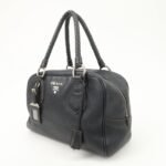 PRADA Logo Leather Hand Bag Mini Boston Bag Black BL0471 Used - 图片 3