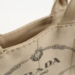 PRADA Logo Canapa Mini Canvas Tote Bag Hand Bag Beige 1BG439 Used - 图片 17