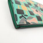 PRADA Leather Compact Wallet Floral Print Green Gold HDW 1MV204 Used - 图片 9
