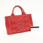 PRADA Canapa Mini Canvas Hand Bag Castilian Red BN2439 - 图片 24