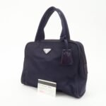 PRADA Triangle Logo Leather Nylon Hand Bag Purple B8495 - 图片 23