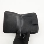 PRADA  Nylon Saffiano  Leather Bi-fold Round zippy Wallet Black Used - 图片 15