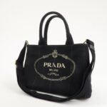 PRADA Canapa Mini Canvas 2Way Hand Bag Tote Bag Black 1BG439 Used - 图片 3