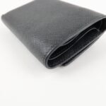 PRADA Saffiano Leather Tri-fold Wallet Black Gold Hardware 1MH021 Used - 图片 9