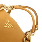 PRADA Logo Leather Chain Shoulder Bag Boston Bag Hand Bag Camel BL0692 Used - 图片 5