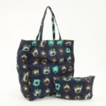 PRADA Triangle Logo Nylon Tote Bag w/Pouch Flower Print Navy B4626B Used - 图片 2