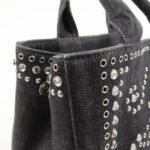 PRADA Canapa Mini Canvas Studs 2Way Shoulder Bag Hand Bag Black B2439G Used - 图片 13