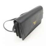 PRADA Saffiano Leather Shoulder Wallet Shoulder Bag Black BT1019 - 图片 4