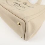 PRADA Logo Canapa Mini Canvas Tote Bag Hand Bag Beige 1BG439 Used - 图片 13