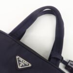 PRADA Triangle Logo Leather Nylon Hand Bag Purple B8495 - 图片 6