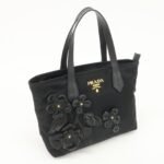 PRADA Nylon Leather Hand Bag Black Gold Hardware 1BA084 - 图片 4