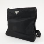 PRADA Triangle Logo Nylon Leather Shoulder Bag Silver HDW Black Used - 图片 3