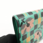 PRADA Leather Compact Wallet Floral Print Green Gold HDW 1MV204 Used - 图片 13
