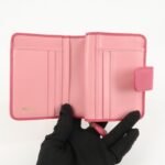PRADA Logo Leather Bi-Fold Wallet Small Wallet Pink 1ML018 Used - 图片 17