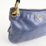 PRADA Leather Shoulder Bag Hand Bag Blue BR4984 Used - 图片 13