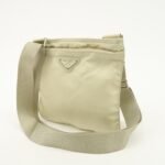 PRADA Triangle Logo Nylon Shoulder Bag Crossbody Bag Beige B7372 Used - 图片 3