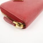 PRADA Triangle Logo Round Zippy Coin Case Red 1MO268 Used - 图片 6