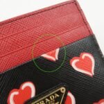 PRADA Saffiano Leather Heart Card Case Black Red White 1MC025 - 图片 6