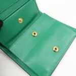 PRADA Leather Compact Wallet Floral Print Green Gold HDW 1MV204 Used - 图片 18