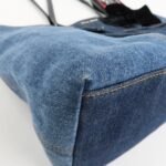MIU MIU Leather Denim Tote Bag Shoulder Bag Navy 5BG024 Used - 图片 9