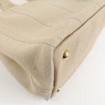 PRADA Logo Canapa Mini Canvas Tote Bag Hand Bag Beige 1BG439 Used - 图片 14