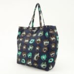 PRADA Triangle Logo Nylon Tote Bag w/Pouch Flower Print Navy B4626B Used - 图片 3