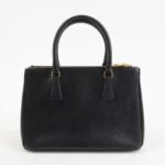 PRADA Triangle Logo Saffiano Leather 2WAY Hand Bag Black BN1801 Used - 图片 2