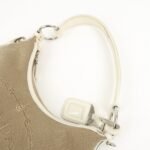 PRADA Logo Canvas Leather Shoulder Bag Hand Bag Beige White BR3429 - 图片 7