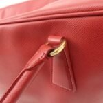 PRADA Triangle Logo Saffiano Leather Boston Bag Hand Bag Red BL0095 Used - 图片 8
