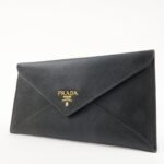 PRADA Saffiano Leather Envelope Flap Long Wallet Black 1M1175 Used - 图片 3