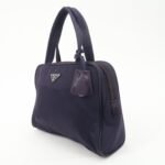 PRADA Triangle Logo Leather Nylon Hand Bag Purple B8495 - 图片 3