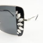 MIU MIU Metal Rhine Stone Sunglasses Black Silver 01E-580 46□19 - 图片 6