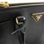PRADA Triangle Logo Saffiano Leather 2WAY Hand Bag Black BN1801 Used - 图片 20