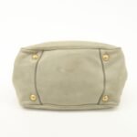 PRADA Logo Ribon Leather 2WAY Tote Bag Hand Bag Beige Gold HDW BN2245 Used - 图片 5
