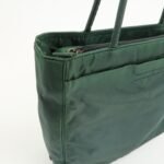 PRADA Triangle Logo Nylon Leather Tote Bag Green - 图片 13