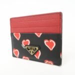 PRADA Saffiano Leather Heart Card Case Black Red White 1MC025 - 图片 3