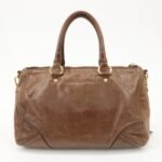 PRADA Logo Leather 2Way Bag Tote Bag Shoulder Bag Brown BL0727 Used - 图片 2