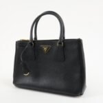 PRADA Triangle Logo Saffiano Leather 2WAY Hand Bag Black BN1801 Used - 图片 3