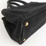 PRADA Canapa Mini Canvas 2Way Hand Bag Tote Bag Black 1BG439 Used - 图片 14