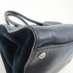 PRADA Triangle Logo Leather 2Way Bag Tote Bag Hand Bag Navy B2625M - 图片 10