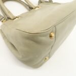 PRADA Logo Ribon Leather 2WAY Tote Bag Hand Bag Beige Gold HDW BN2245 Used - 图片 13