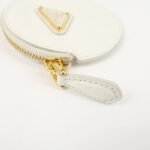 PRADA Triangle Logo Saffiano Leather Coin Case White 1MM006 Used - 图片 10