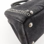 PRADA Canapa Mini Canvas Studs 2Way Shoulder Bag Hand Bag Black B2439G Used - 图片 11