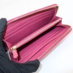 PRADA Logo Saffiano Leather Round Zippy Long Wallet Pink 1M0506 Used - 图片 17